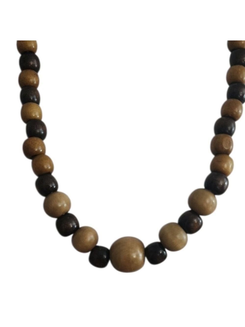 Brown Black Wood Beaded Necklace